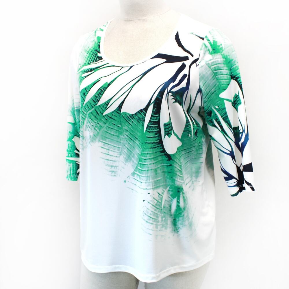 Picadilly boutique tropical print traveler cruise resort blouse top XXL Canada